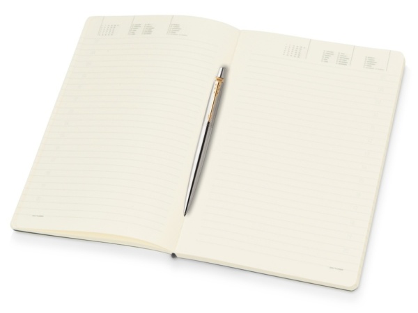 Подарочный набор: Шариковая ручка Parker Jotter Essential, St. Steel GT и Ежедневник недатированный серебристый