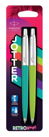 Набор ручек Parker Jotter Originals 80s Retrowave, Caribbean Blue/Apple Green M, в блистере