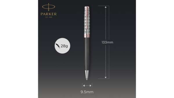 Шариковая ручка Parker Sonnet Premium Metal & Grey Lacquer PGT, стержень: M, цвет чернил: black , в подарочной упаковке