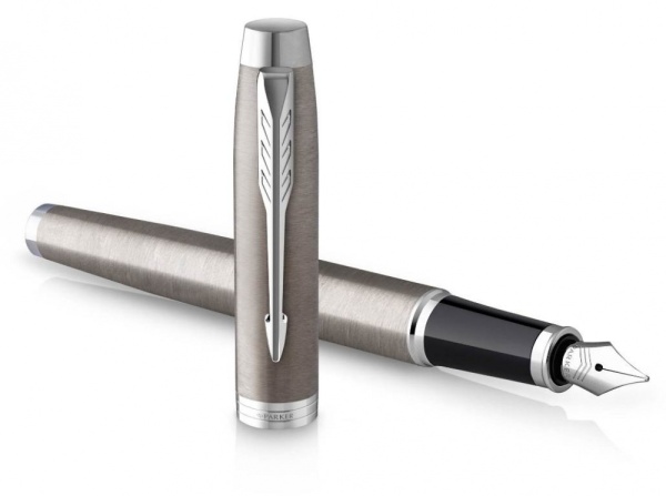 Набор из 2х ручек в подарочной коробке Parker IM "Duo" Stainless Steel CT;.  Шариковая и перьевая ручка.