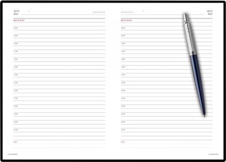 Подарочный набор: Шариковая ручка Parker Jotter Essential, Royal Blue CT, стержень: Mblue и Ежедневник синий недатированный