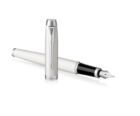 Перьевая ручка Parker IM Metal White CT, перо: F , цвет чернил: blue, в подарочной упаковке.
