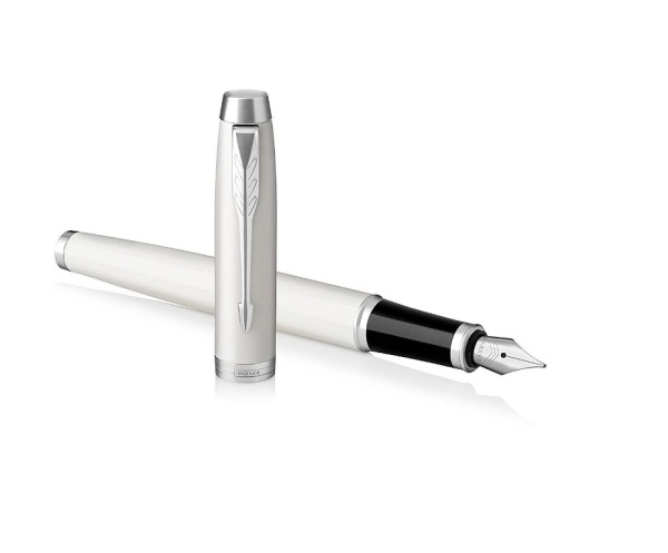 Перьевая ручка Parker IM Metal White CT, перо: F , цвет чернил: blue, в подарочной упаковке.