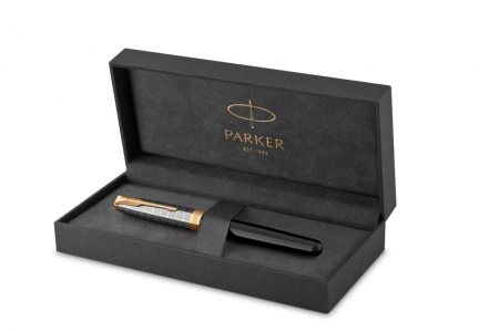 Перьевая ручка Parker Sonnet Premium Refresh BLACK GT, перо 18K, перо: F, цвет чернил black, в подарочной упаковке