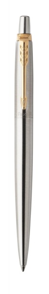 Подарочный набор: Шариковая ручка Parker Jotter Essential, St. Steel GT, стержень: Mblue и Ежедневник недатированный, черный.