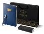 Подарочный набор: Шариковая ручка Parker Jotter Essential, Royal Blue CT, стержень: Mblue и Ежедневник синий недатированный