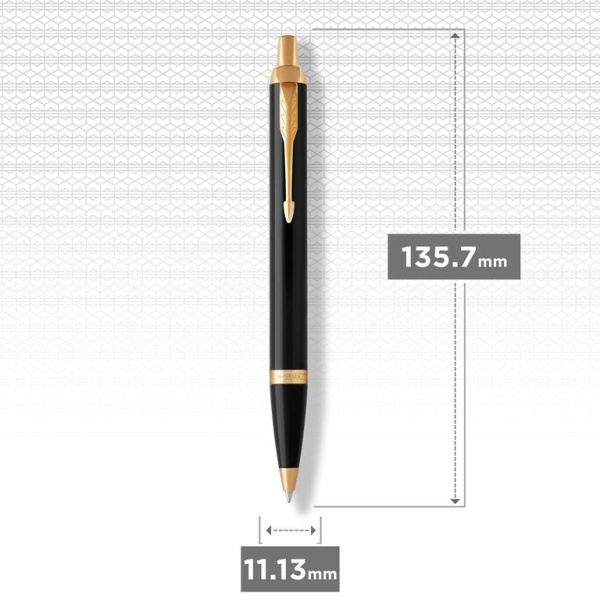 Шариковая ручка Parker IM Metal Black GT, стержень: M, цвет чернил: blue, в подарочной упаковке.