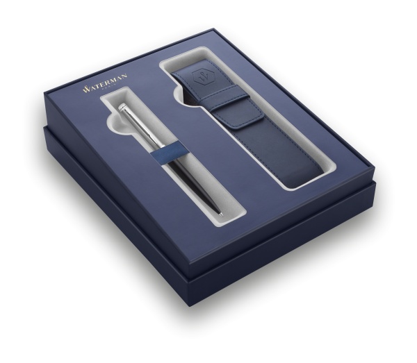 Подарочный набор Шариковая ручка Waterman Hemisphere Entry Point Stainless Steel with Black Lacquer с чехлом