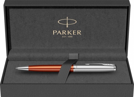 Шариковая ручка Parker Sonnet Essentials Orange SB Steel CT, цвет чернил black, перо: M, в подарочной упаковке.