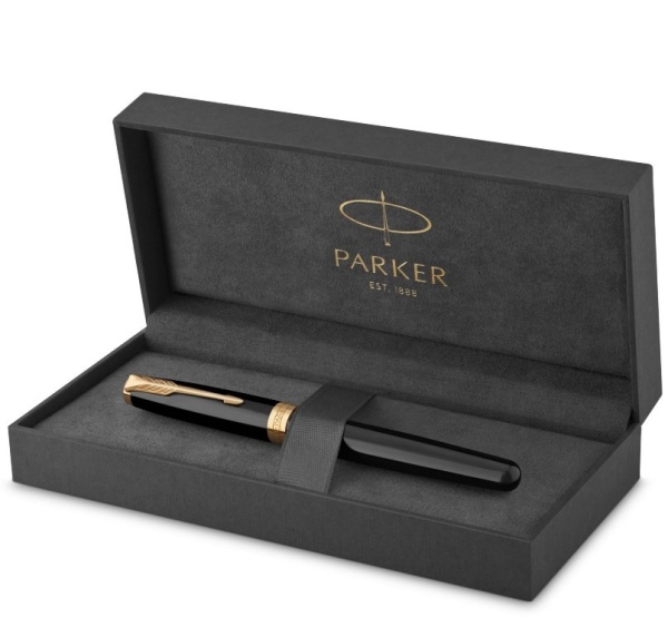 Перьевая ручка Parker Sonnet Black Lacquer GT, перо: F или М , цвет чернил: black, в подарочной упаковке