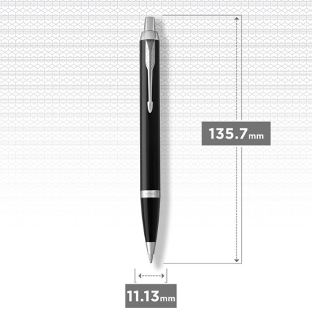 Шариковая ручка Parker IM Metal Black CT лак глянцевый, стержень: M, цвет чернил: blue, в подарочной упаковке.