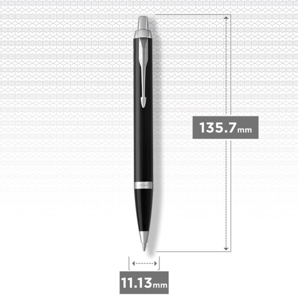 Шариковая ручка Parker IM Metal Black CT лак глянцевый, стержень: M, цвет чернил: blue, в подарочной упаковке.