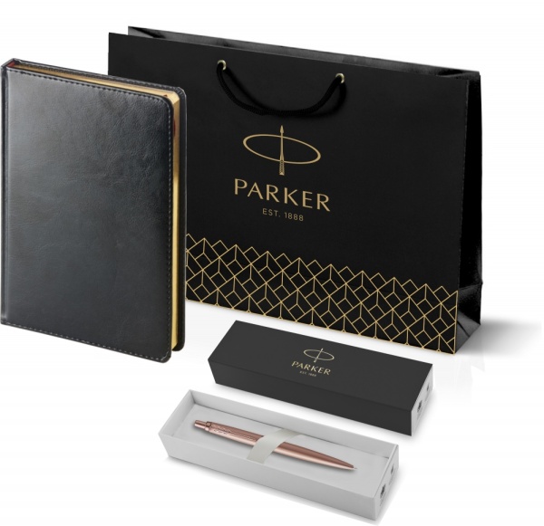 Подарочный набор: Jotter XL SE20 Monochrome в подарочной упаковке, цвет: Pink Gold, стержень Mblue и Ежедневник черный недатированный