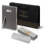 Подарочный набор: Шариковая ручка Parker Jotter Russia Steel GT и Ежедневник недатированный серый