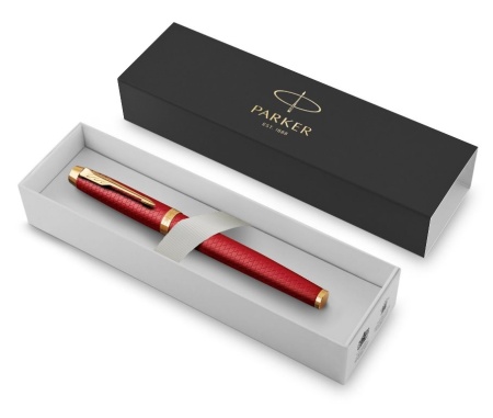Подарочный набор: Ручка роллер Parker IM Premium T318 Red GT, цвет чернил черный и красный недатированный ежедневник с золотым срезом