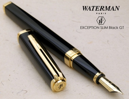 Перьевая ручка Waterman Exception, цвет: Slim Black GT, перо: F/M