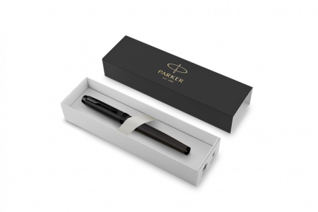 Перьевая ручка Parker IM Achromatic, Black BT, перо: F, цвет чернил: blue, в подарочной упаковке.