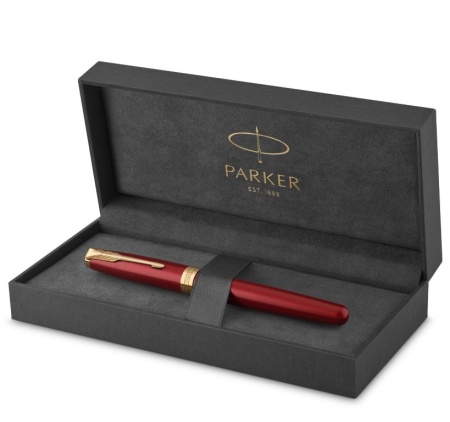 Ручка-роллер Parker Sonnet Red Intense GT, стержень: F, цвет чернил: black, в подарочной упаковке