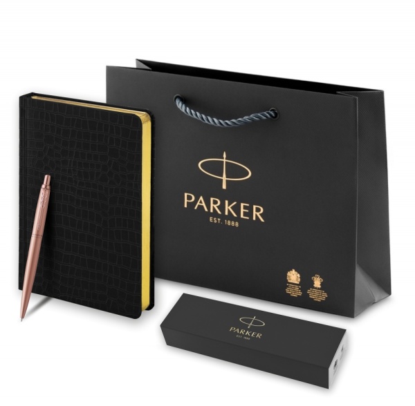 Подарочный набор: Jotter XL SE20 Monochrome в подарочной упаковке, цвет: Pink Gold, стержень Mblue и Ежедневник недатированный А5 чёрный