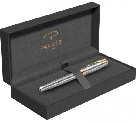 Перьевая ручка Parker Sonnet Silver Mistral GT, перо: F, цвет чернил: black, в подарочной упаковке