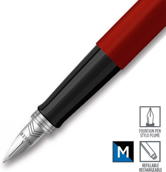 Перьевая ручка Parker Jotter, цвет ORIGINALS RED CT, цвет чернил синий/черный, толщина линии M, В БЛИСТЕРЕ